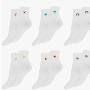 6 Paar Bequeme Atmungsaktiv Tennis Socken Damen Herren 31-34, Weiß Süße Verstärkte